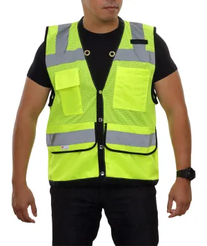 587ETLM Multi-Pocket Safety Vest: Hi-Vis Mesh Vest: Surveyor