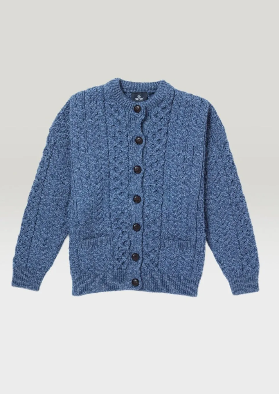 Achill Island Ladies Aran Cardigan | Denim