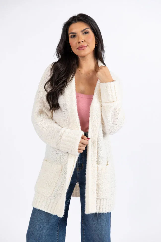 All Time Fav Cream Fuzzy Cardigan SALE