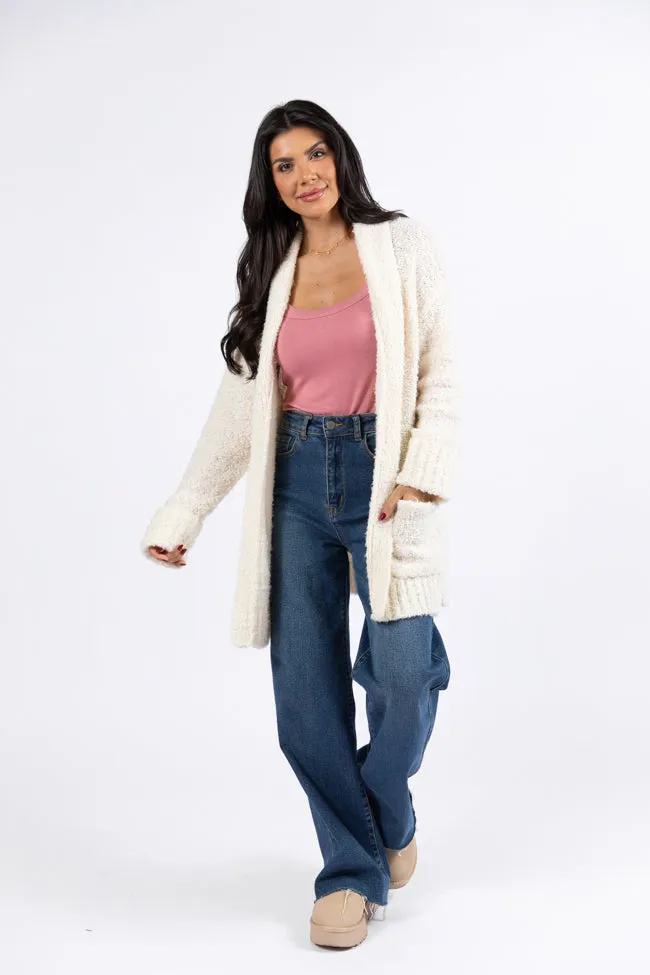 All Time Fav Cream Fuzzy Cardigan SALE