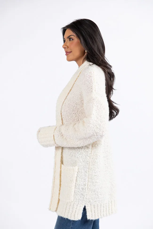 All Time Fav Cream Fuzzy Cardigan SALE