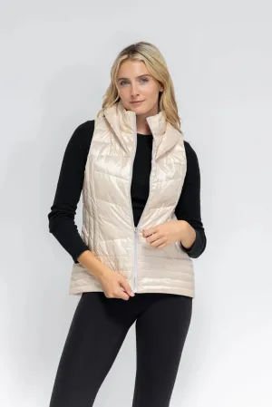 Anorak Metallic Quilted Vest Bone