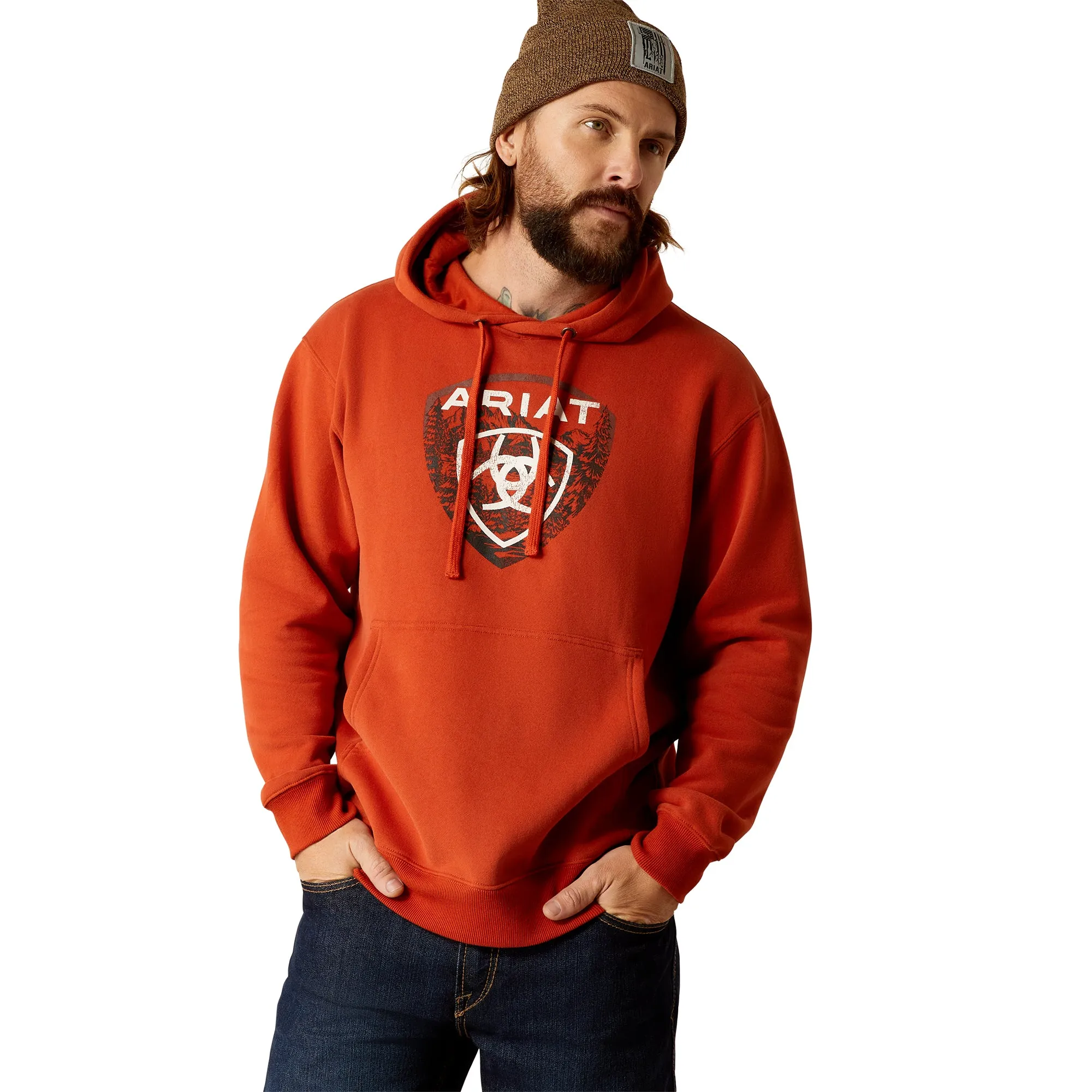 Ariat Men's Forest Badge Dark Orange Pullover Hoodie 10052458