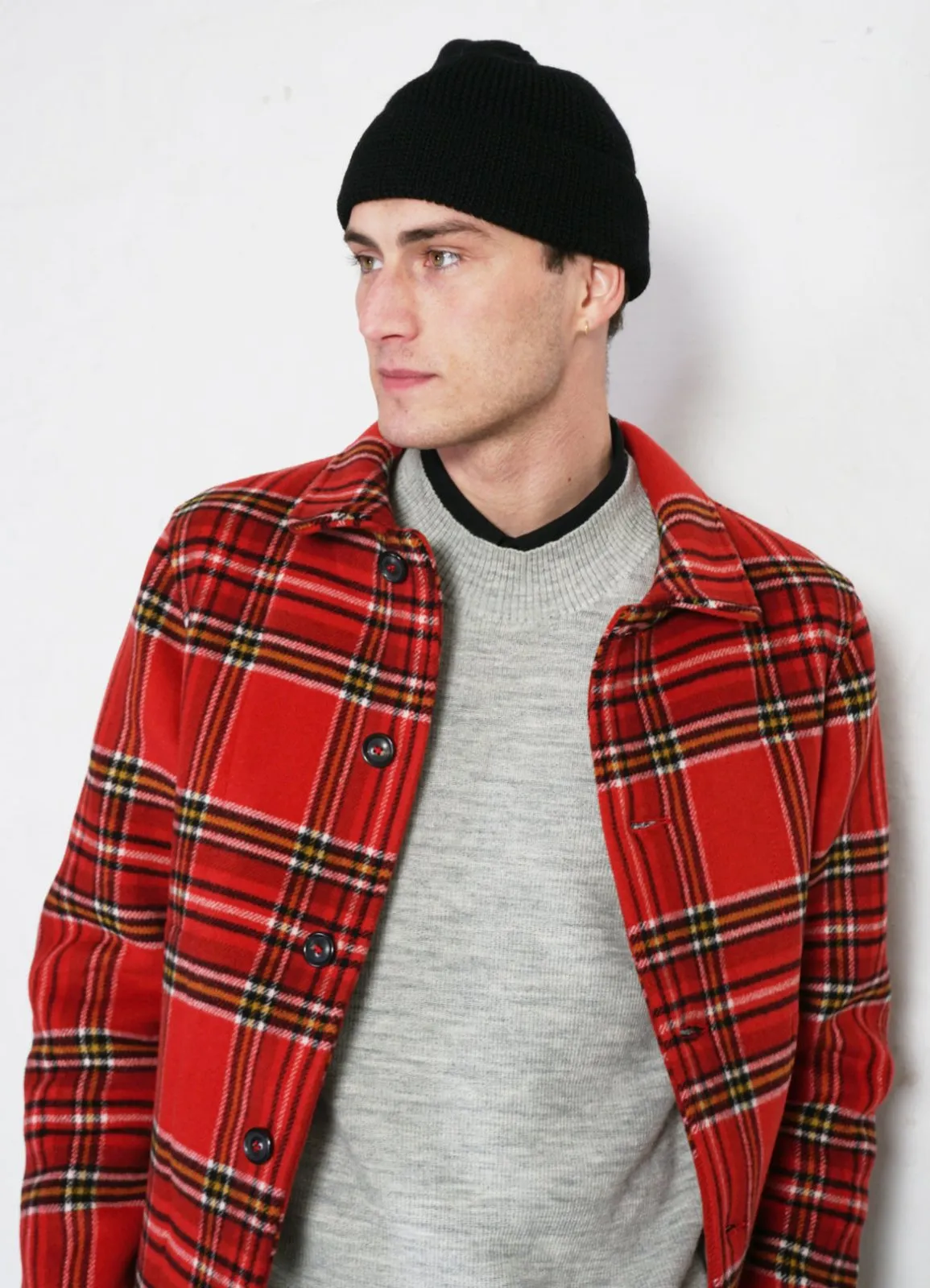 ATLAS | Short Double Face Wool Jacket | Red Check Pepita