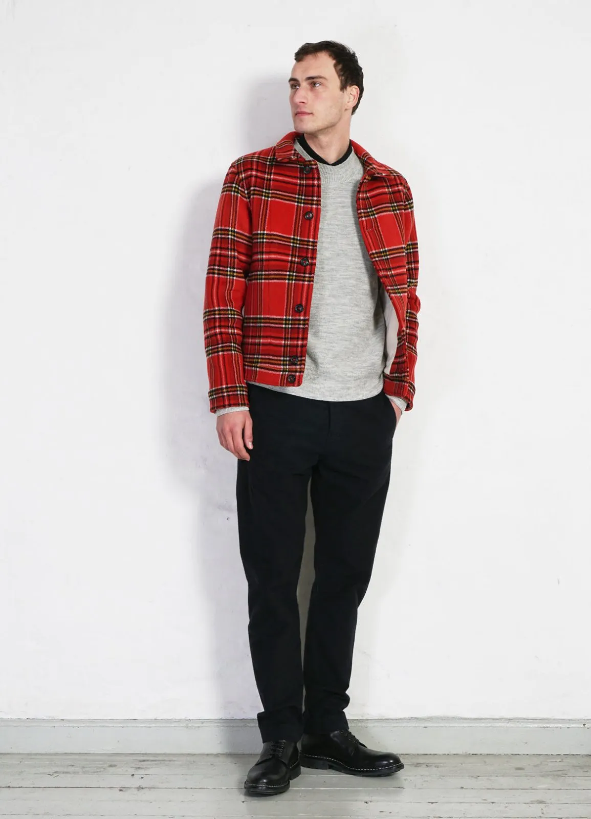 ATLAS | Short Double Face Wool Jacket | Red Check Pepita