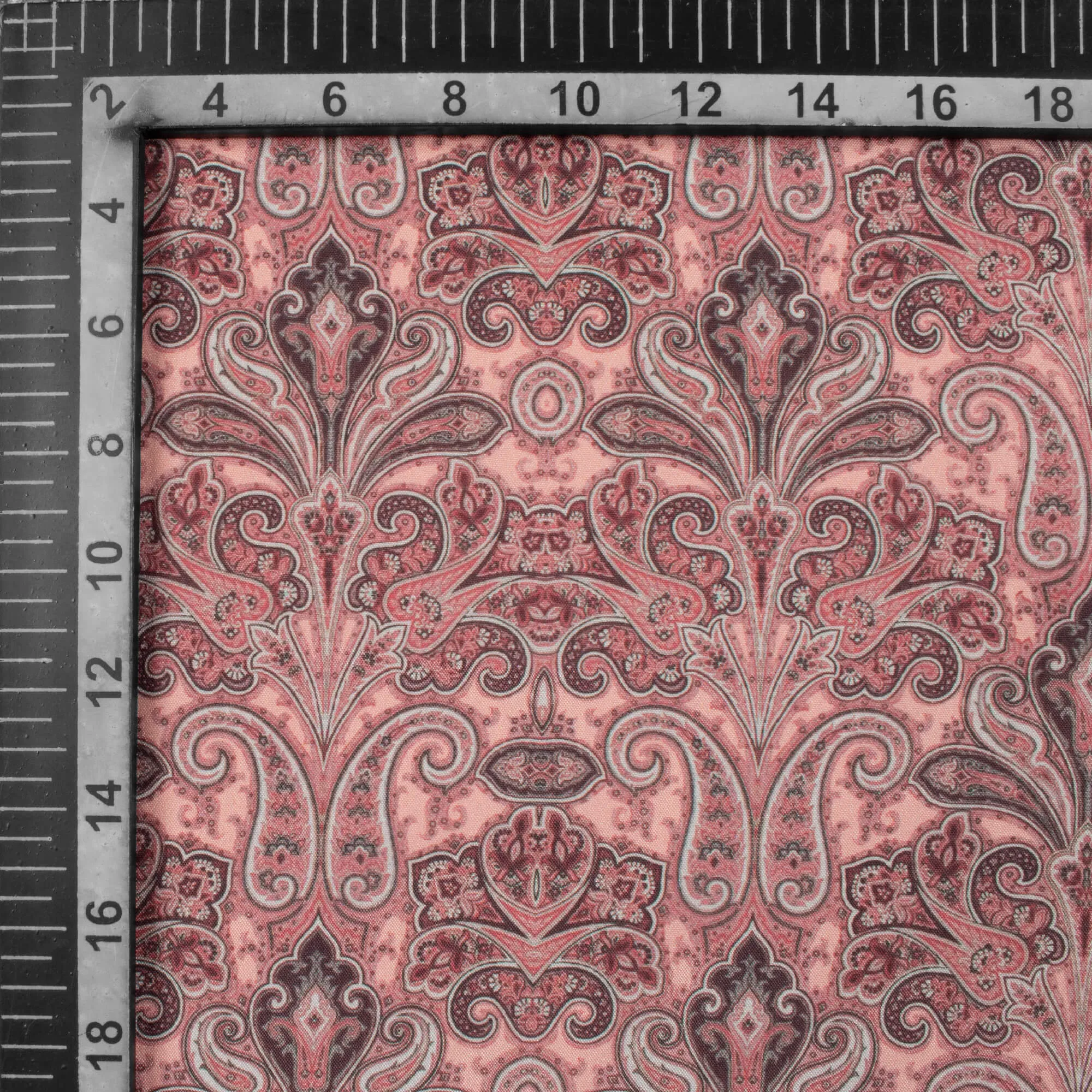 Baby Pink Paisley Pattern Digital Print Crepe Silk Fabric