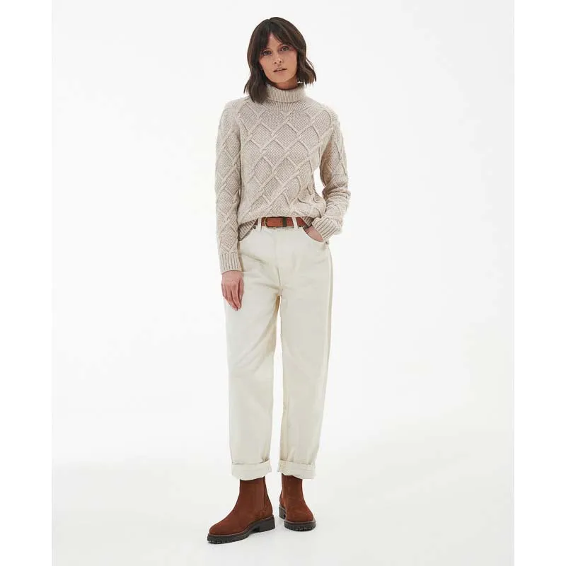 Barbour Burne Ladies Roll Neck Jumper - Oatmeal