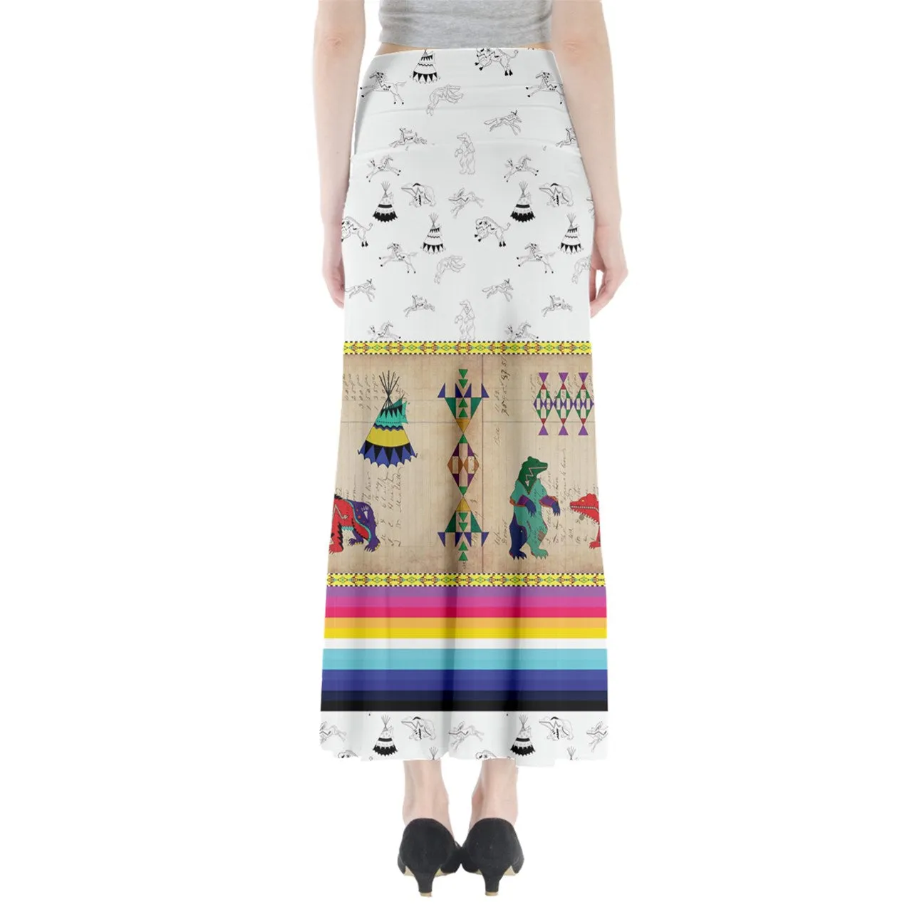 Bear Ledger White Clay Full Length Maxi Skirt