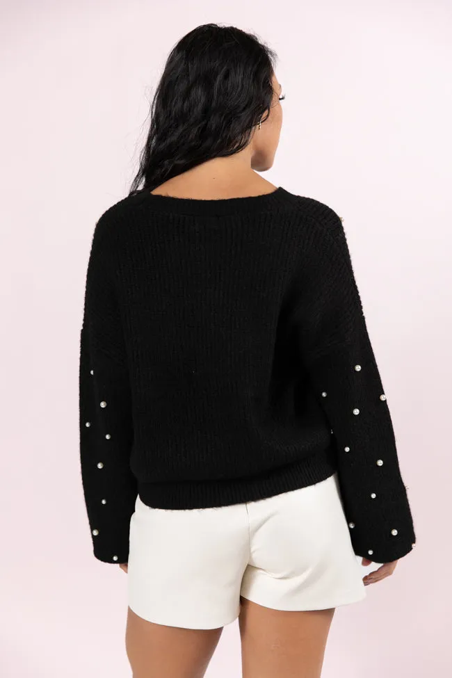 Beautiful Memories Black Pearl Embellished Cardigan SALE