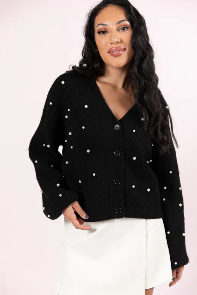 Beautiful Memories Black Pearl Embellished Cardigan SALE