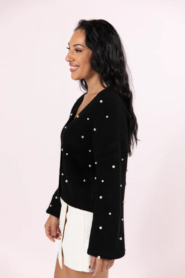 Beautiful Memories Black Pearl Embellished Cardigan SALE