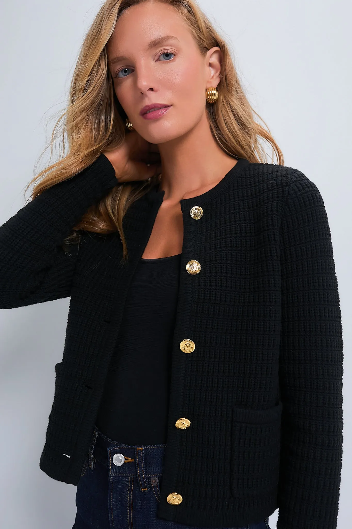 Black Woven Maybourne Cardigan