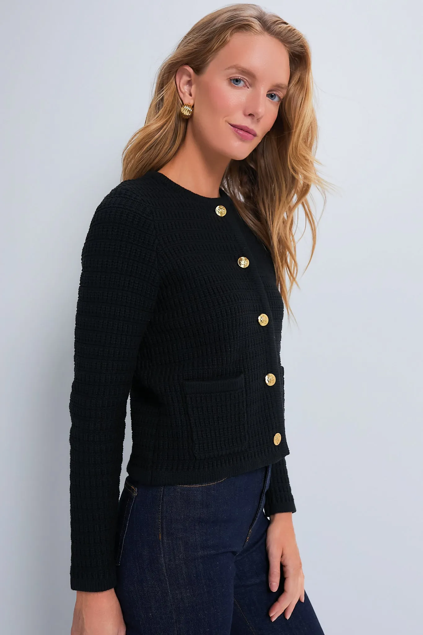 Black Woven Maybourne Cardigan