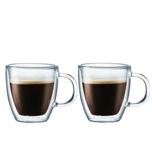 Bodum Bistro Double-Wall Insulated Glass Mug – 10 Oz. – Set of 2