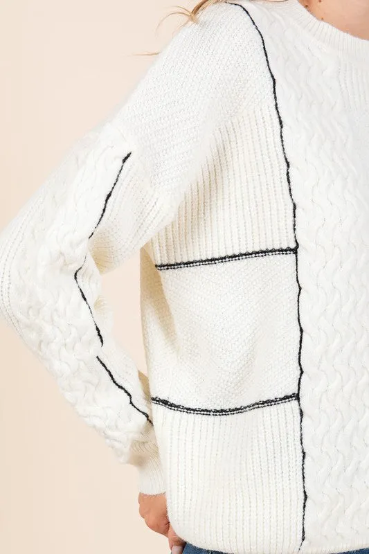 Bohemian Cable Knit Long-Sleeve Sweater