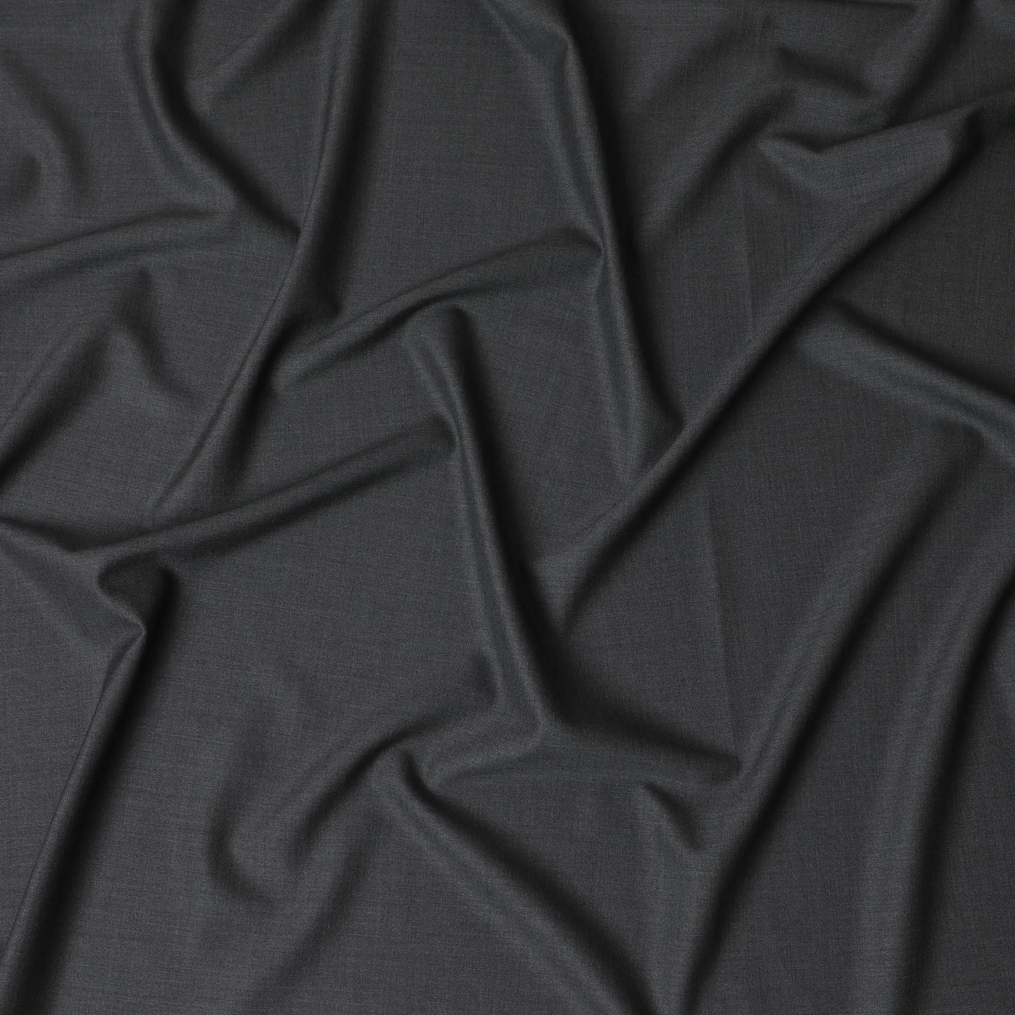 Charcoal Wool Suiting Fabric, Italian-Made Luxury, 150cm Width - 3.5 Mtrs Piece-D17768