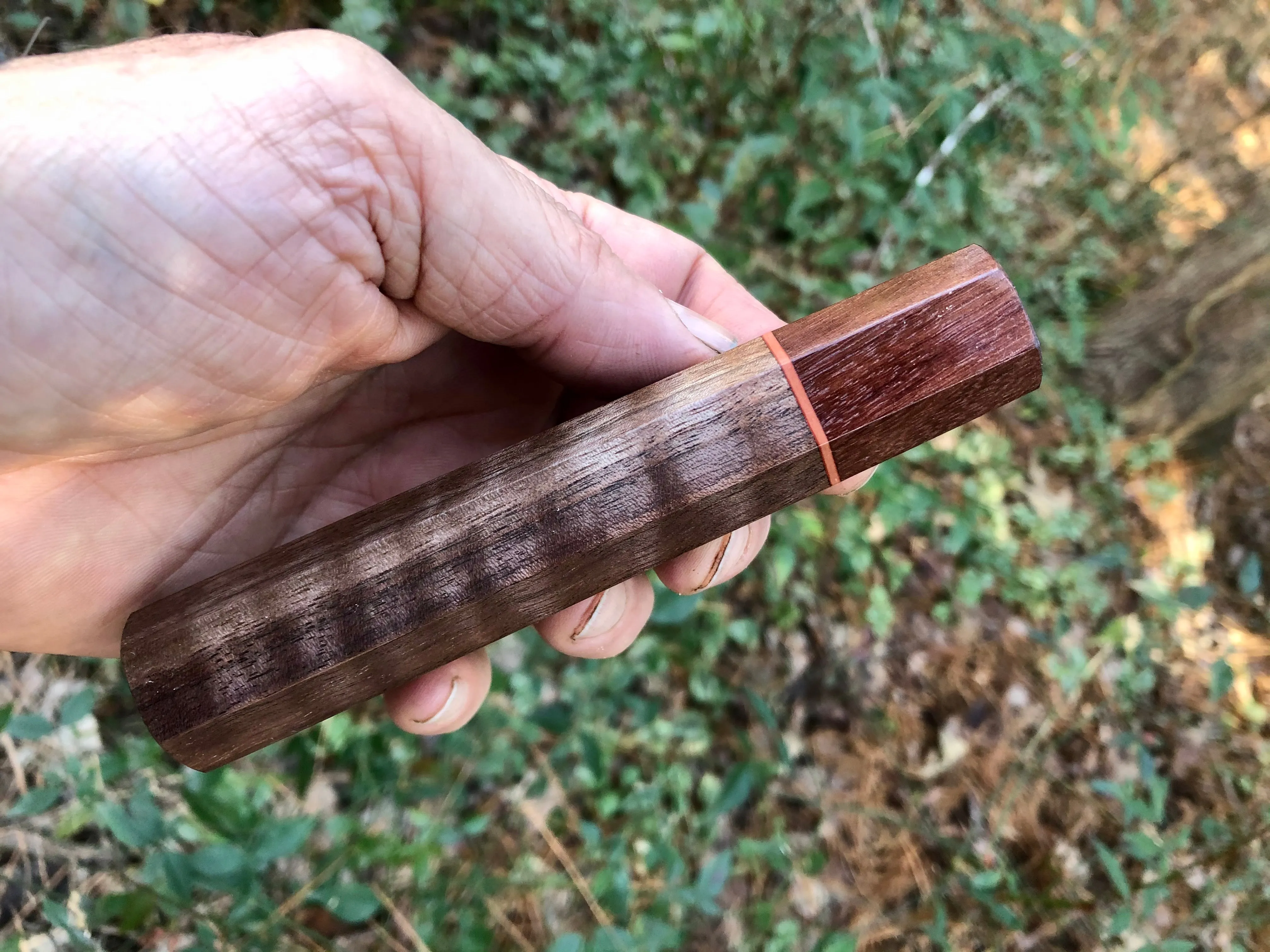 Custom Japanese Knife Handle - Curly walnut and Katalox