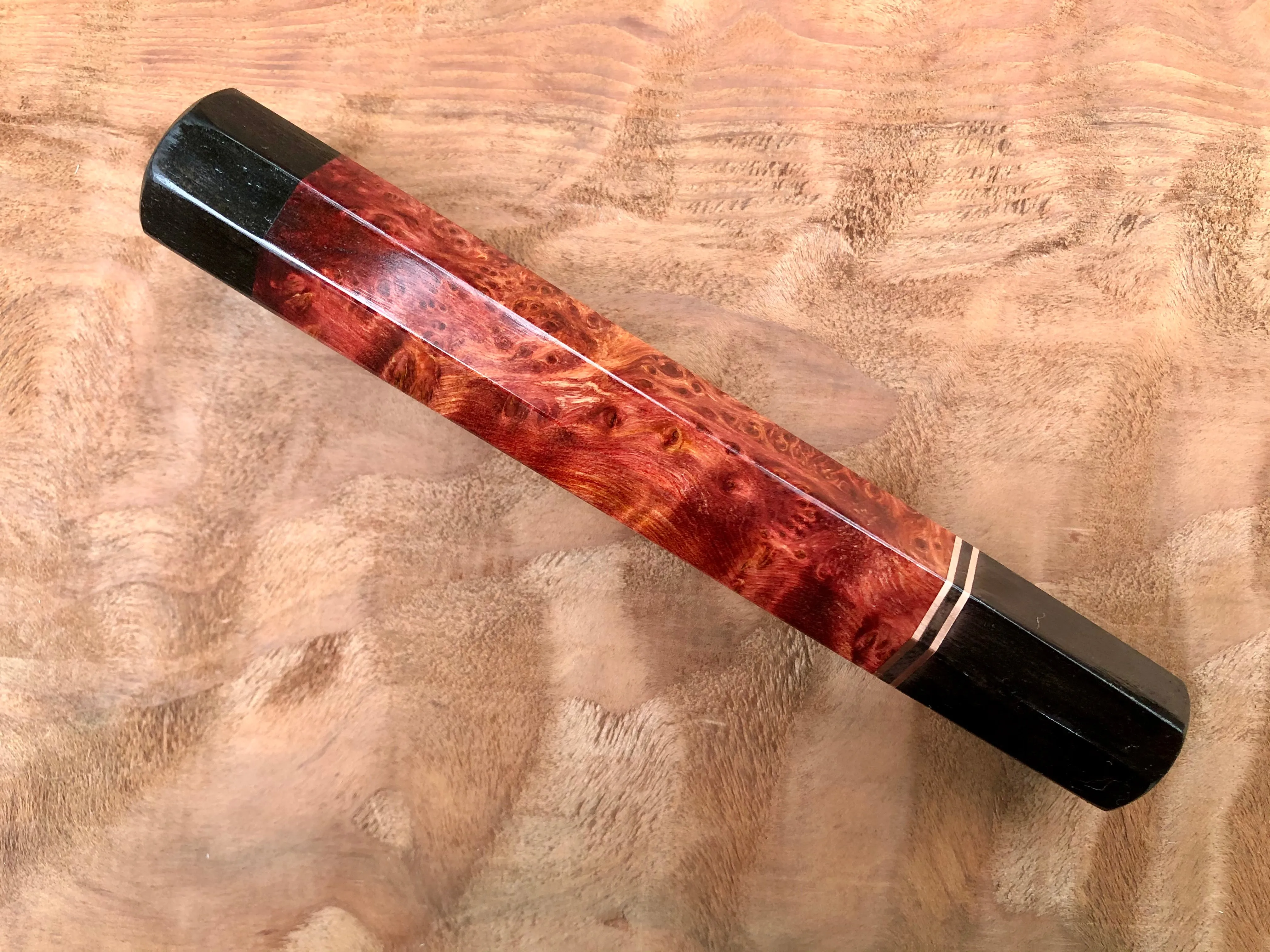 Custom Japanese Knife Handle - Dyed yellow cedar and ebony