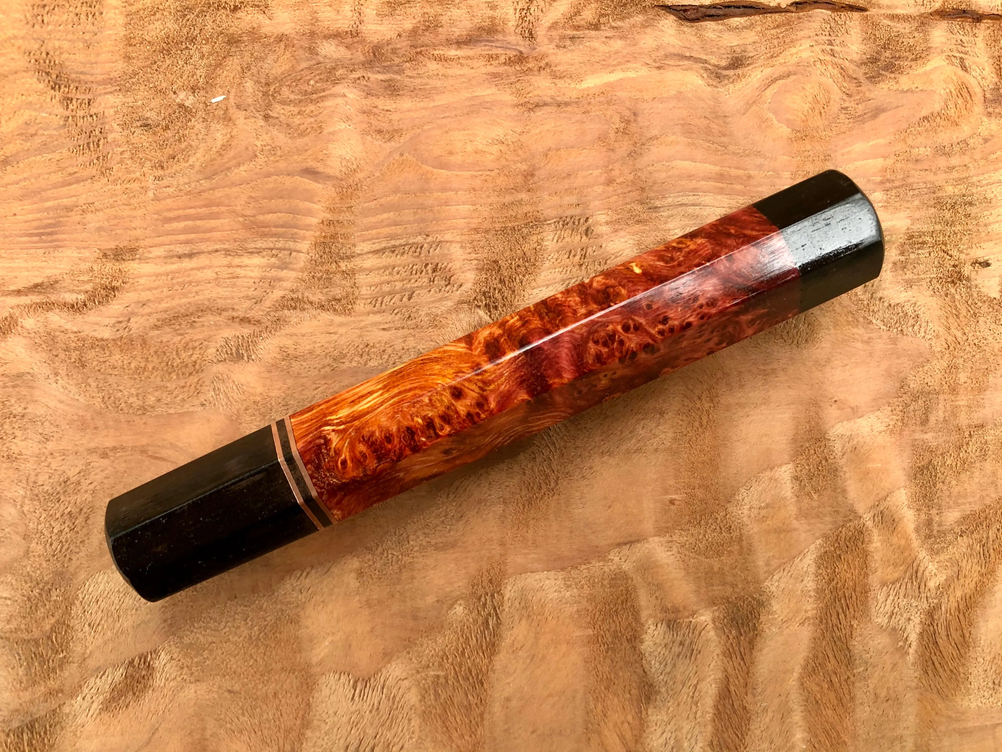 Custom Japanese Knife Handle - Dyed yellow cedar and ebony