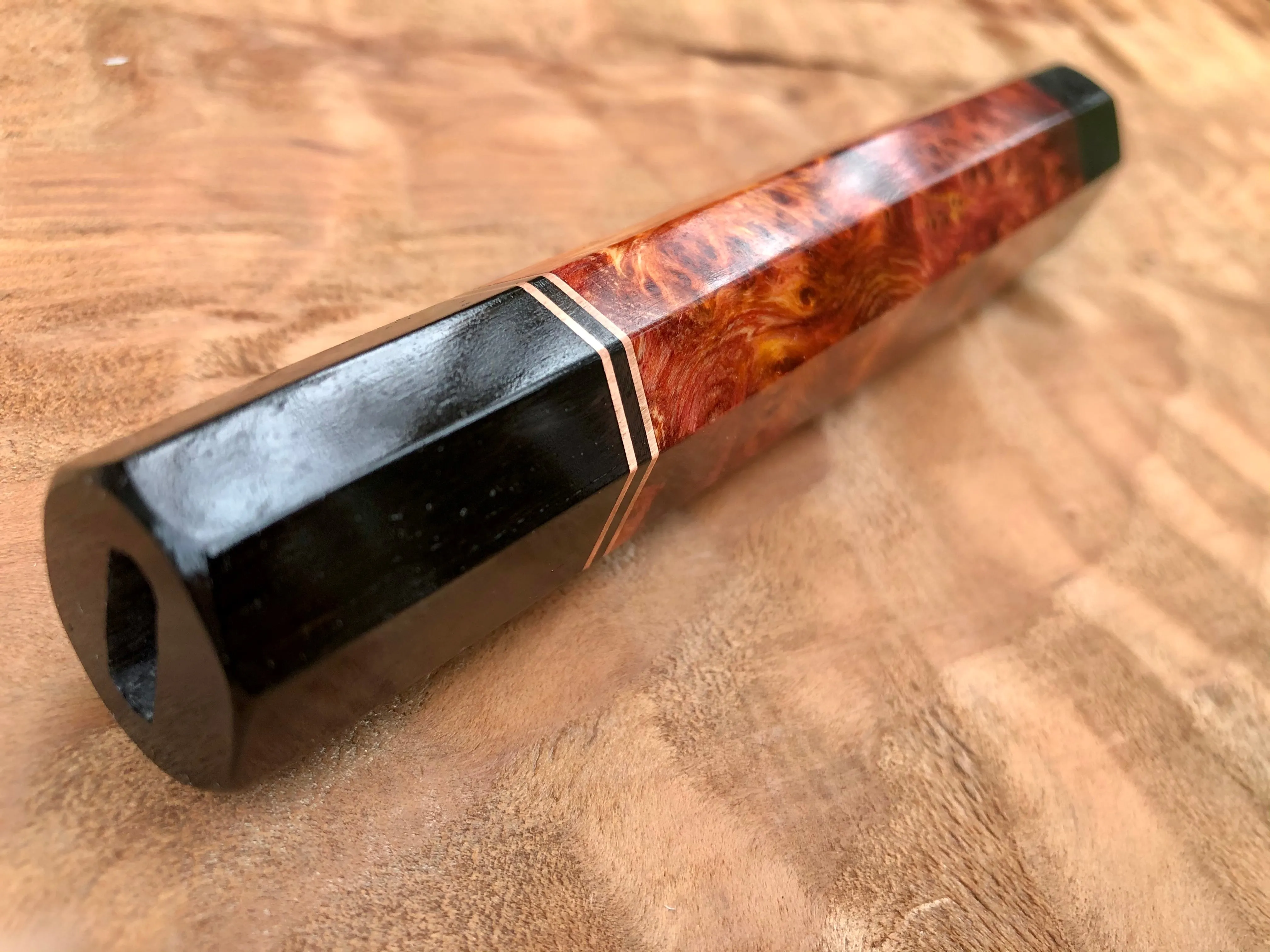 Custom Japanese Knife Handle - Dyed yellow cedar and ebony