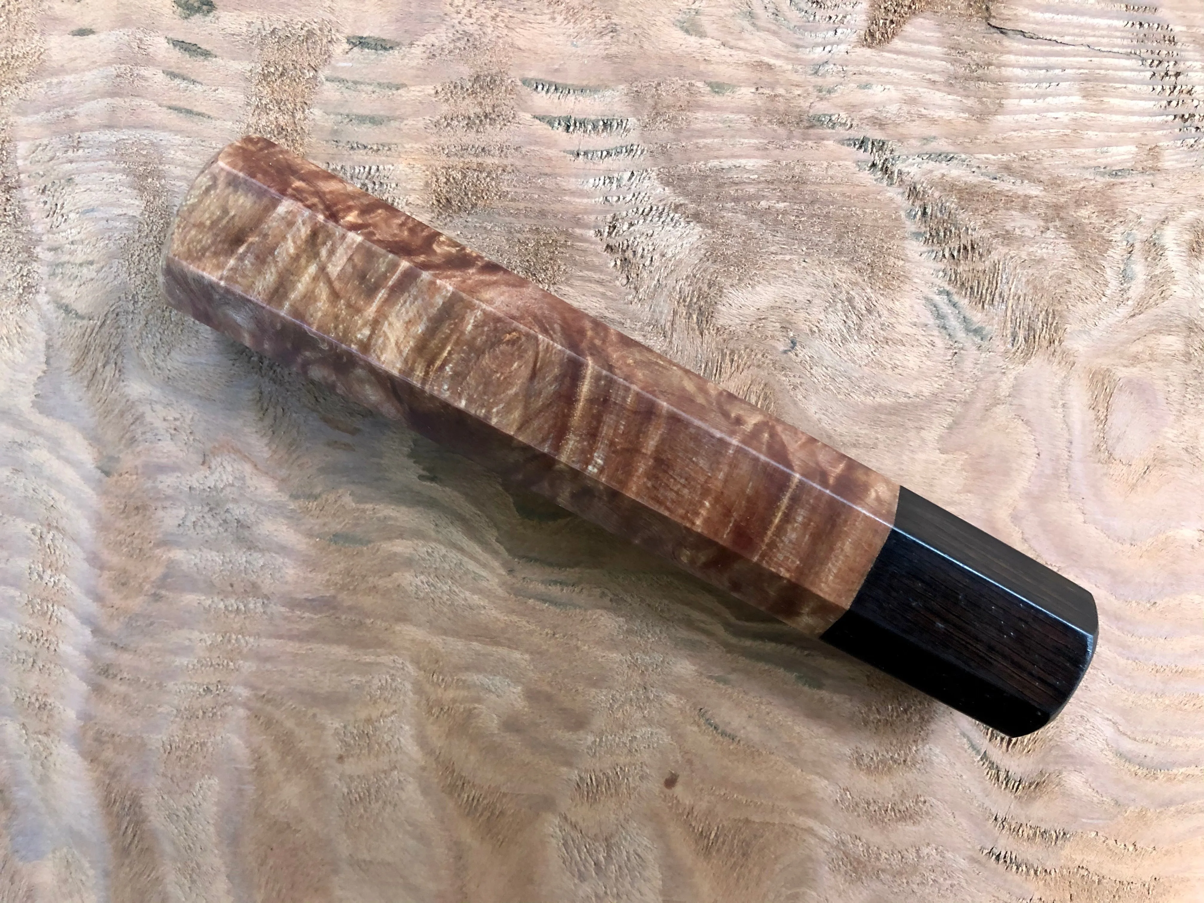 Custom Japanese Knife Handle - Maple Burl