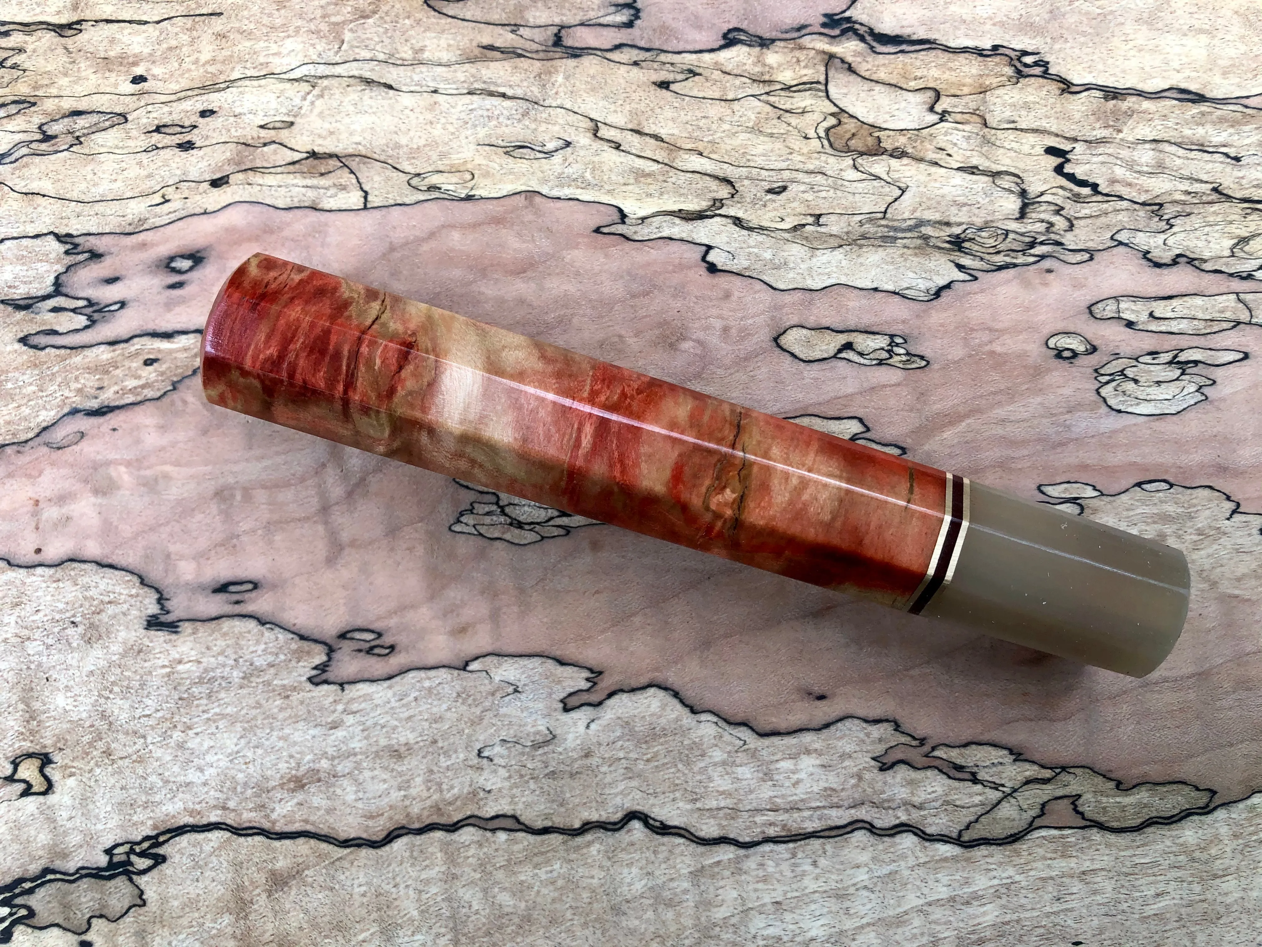 Custom Japanese Knife Handle (Wa Handle) - Flame Box Elder