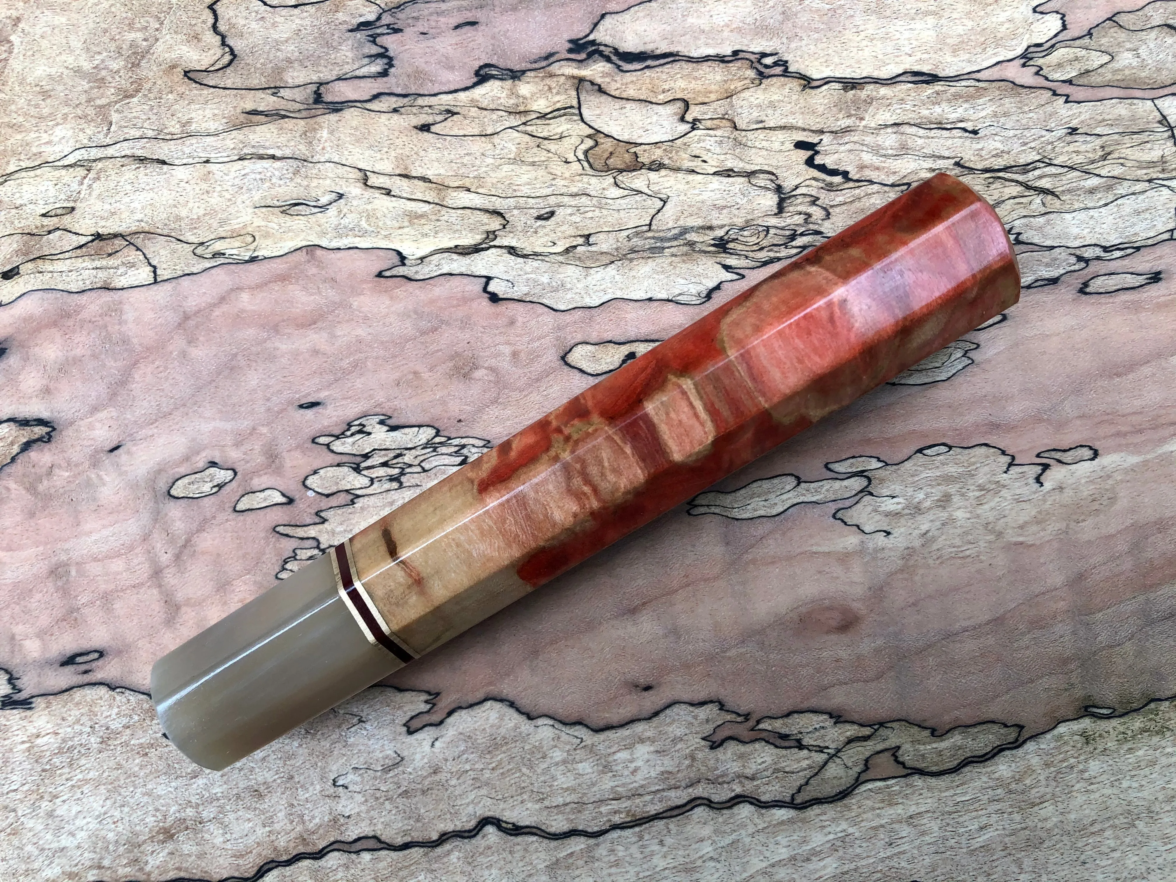 Custom Japanese Knife Handle (Wa Handle) - Flame Box Elder