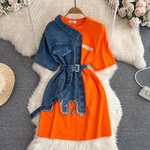 denim shirt new chic casual mid-length top      S3913