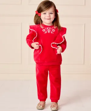 Embroidered Velour Pant Set (12M-24M)