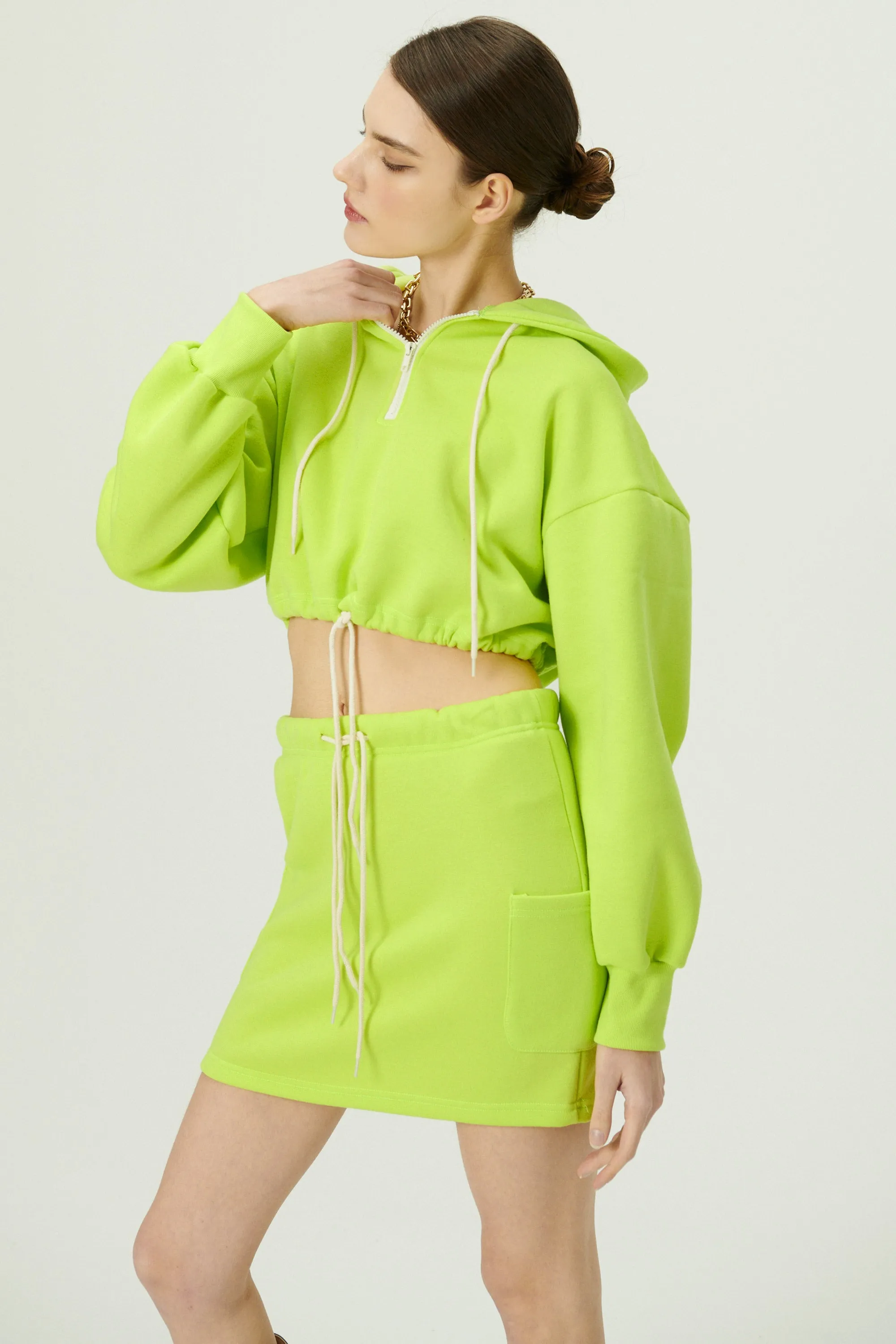 Erica Half Zip Crop Hoodie