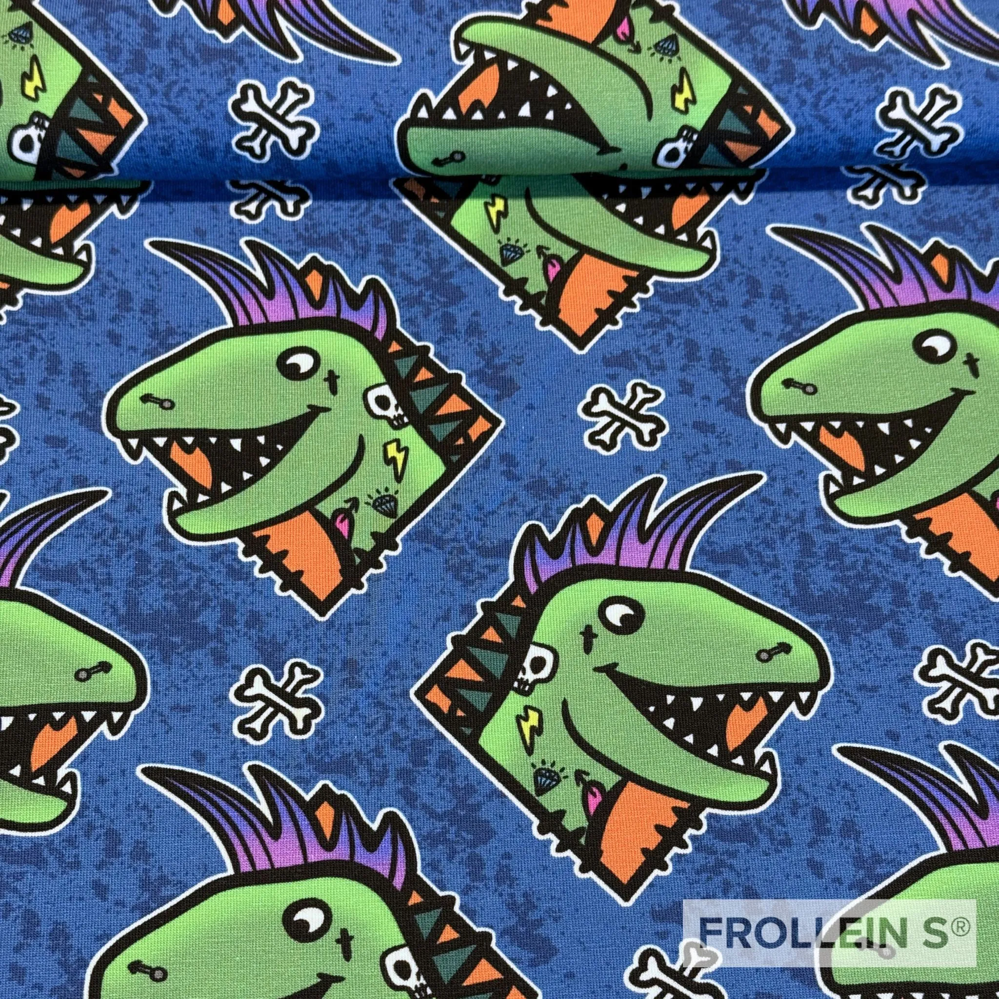 French Terry Knit Fabric - Punkasaurus