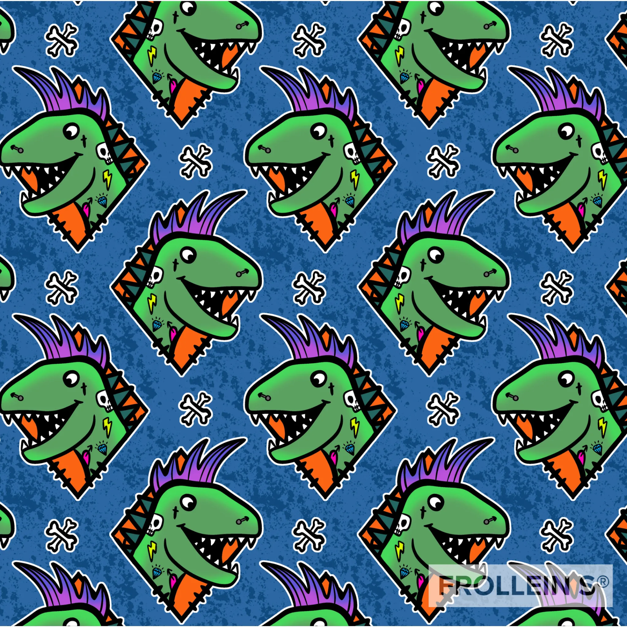 French Terry Knit Fabric - Punkasaurus