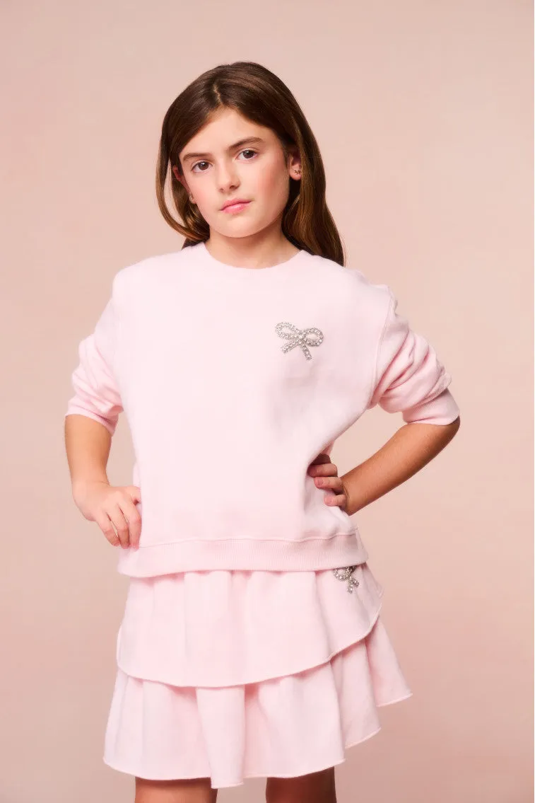 Girls Lumi Crystal Bow Fleece Pullover