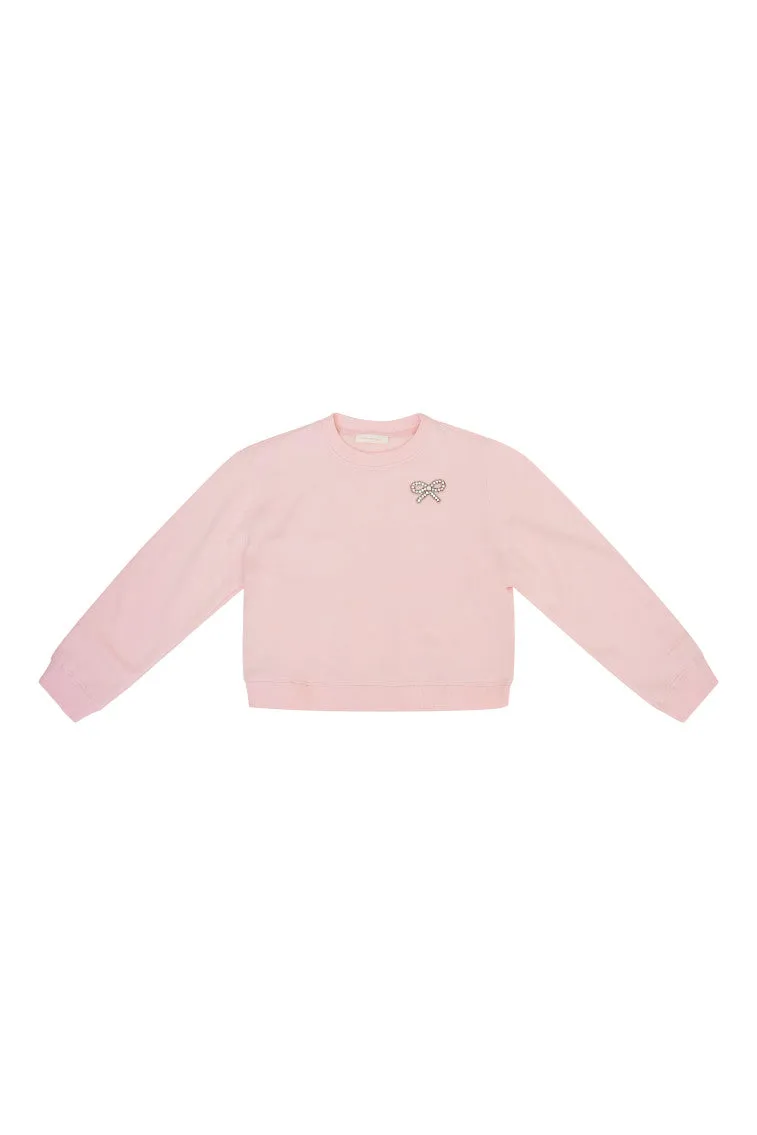 Girls Lumi Crystal Bow Fleece Pullover