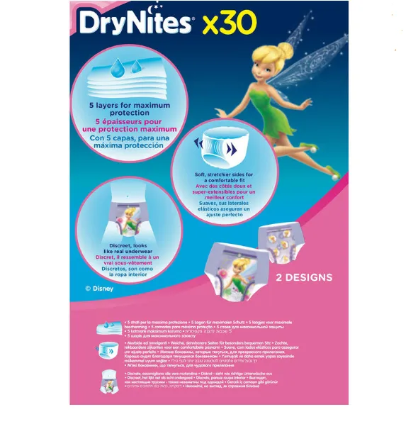 Huggies DryNites 5 Layers Comfortable Pyjama Pants for Girls 4-7 Years, 30 Pack