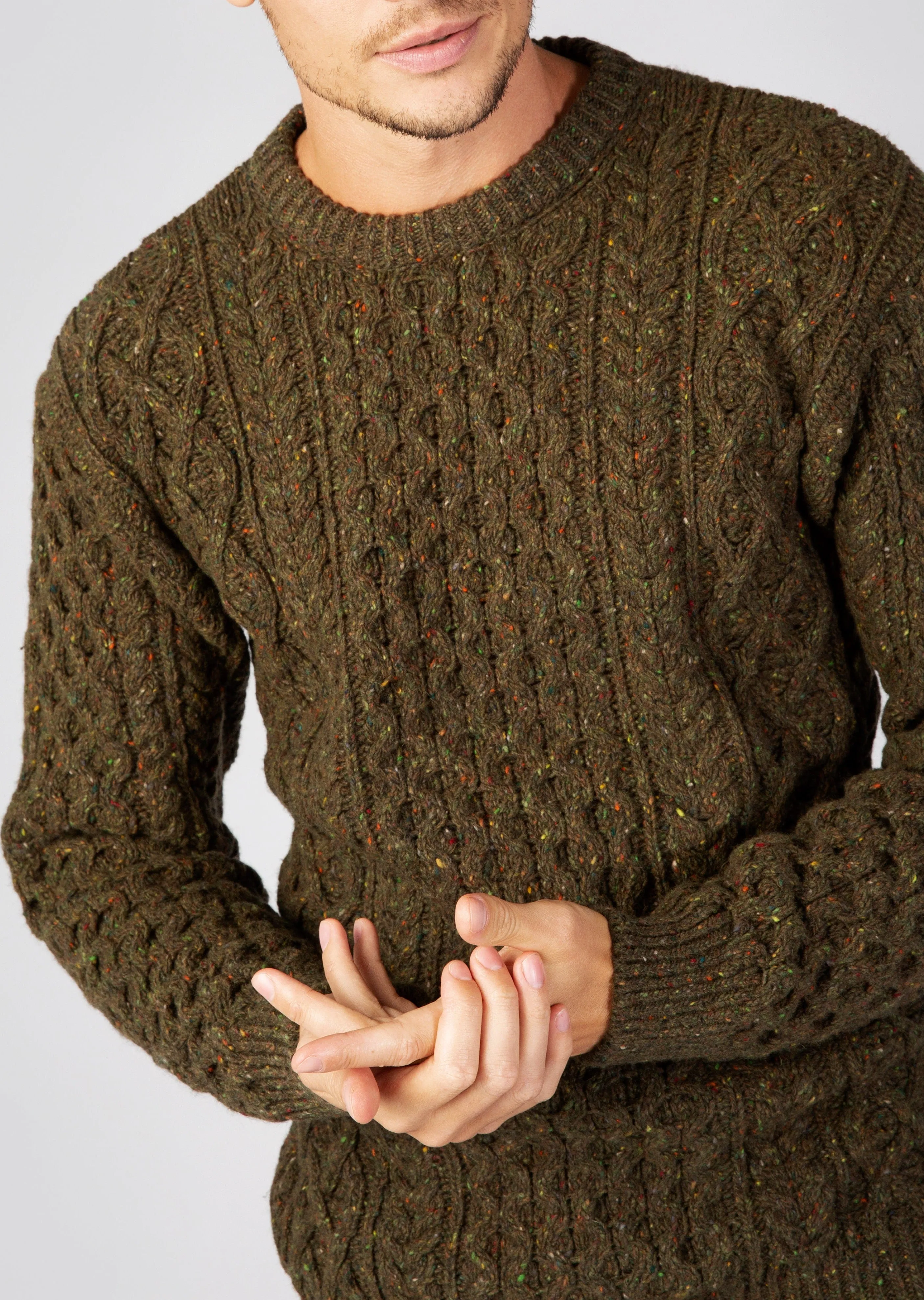 IrelandsEye Men's Cashmere Aran Sweater | Green