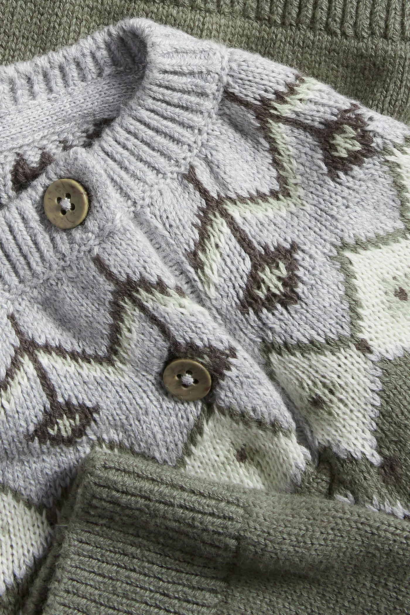 Kids green jacquard-knit yoke jumper