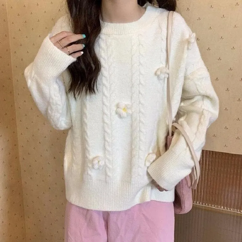 Knit Sweater With Floral Design