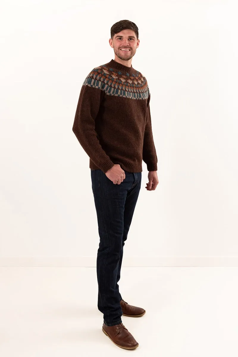 Mens Fair isle Staffa Yoke Jumper - Coffee