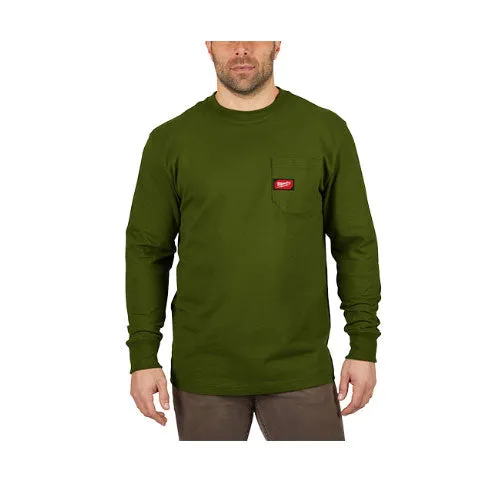 Milwaukee 602OG-M Heavy Duty Pocket T-Shirt (602), Long Sleeve, Olive Green, M