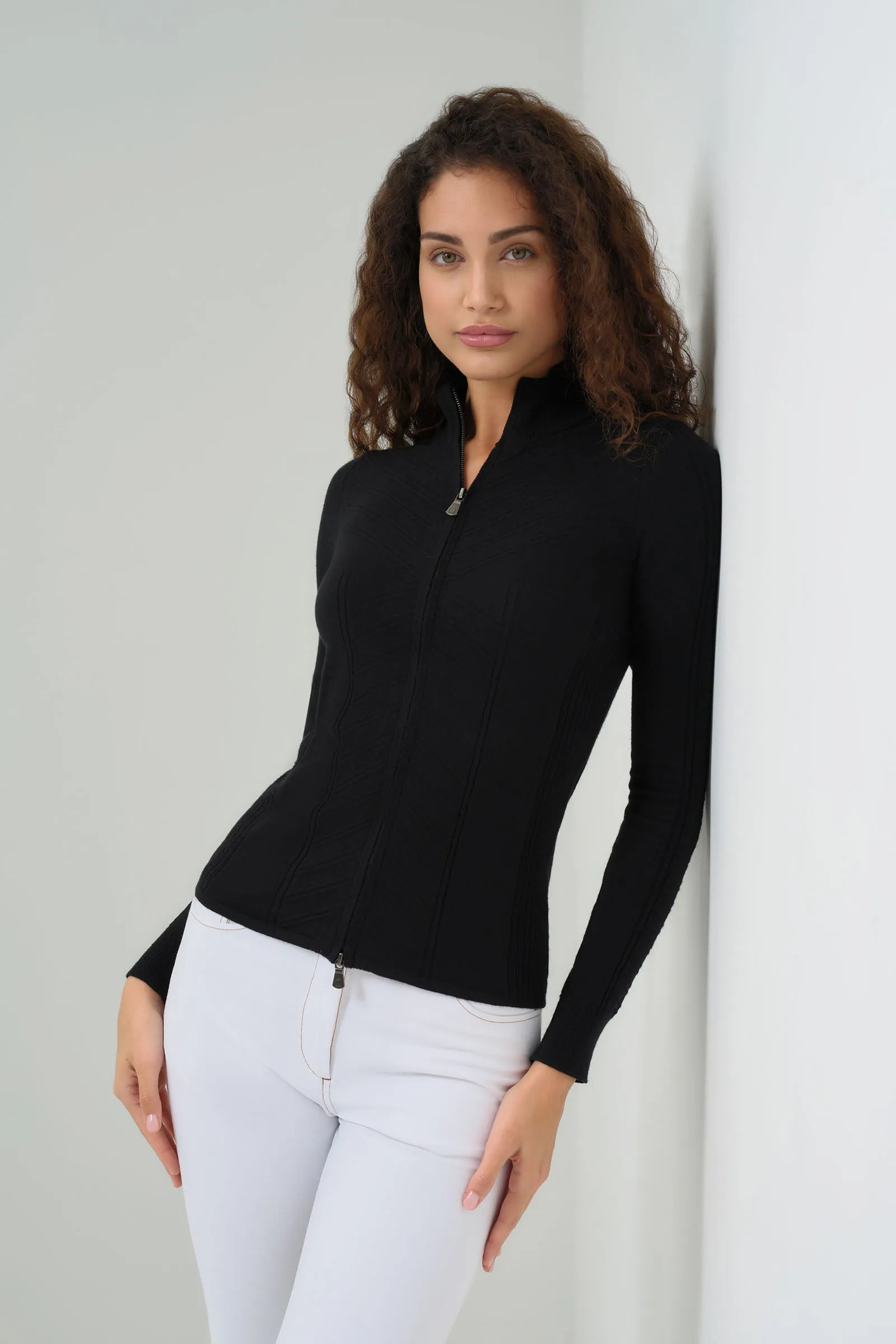 Noelle Sweater Zip Up Top