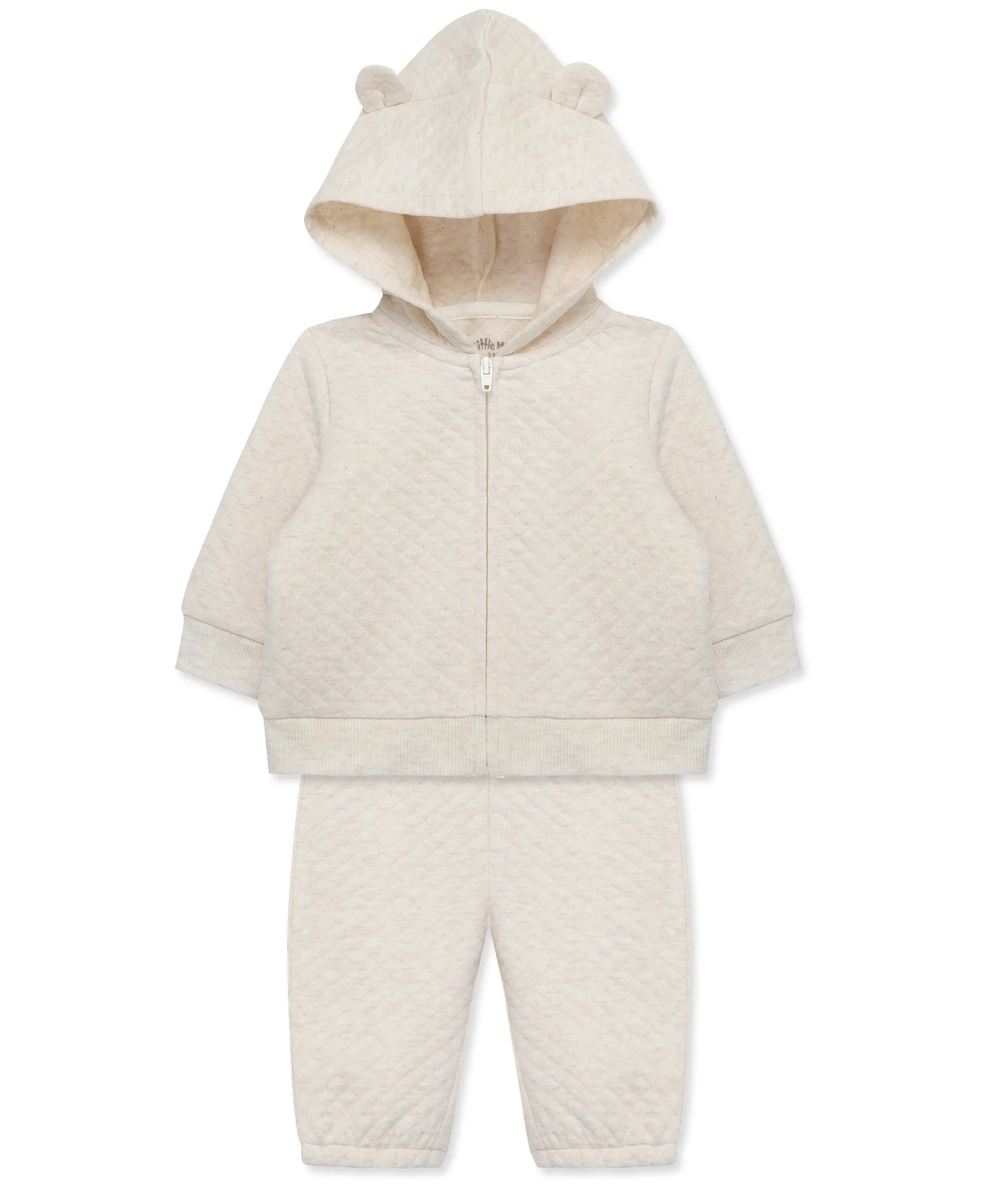 Oatmeal Quilted Hoodie Set