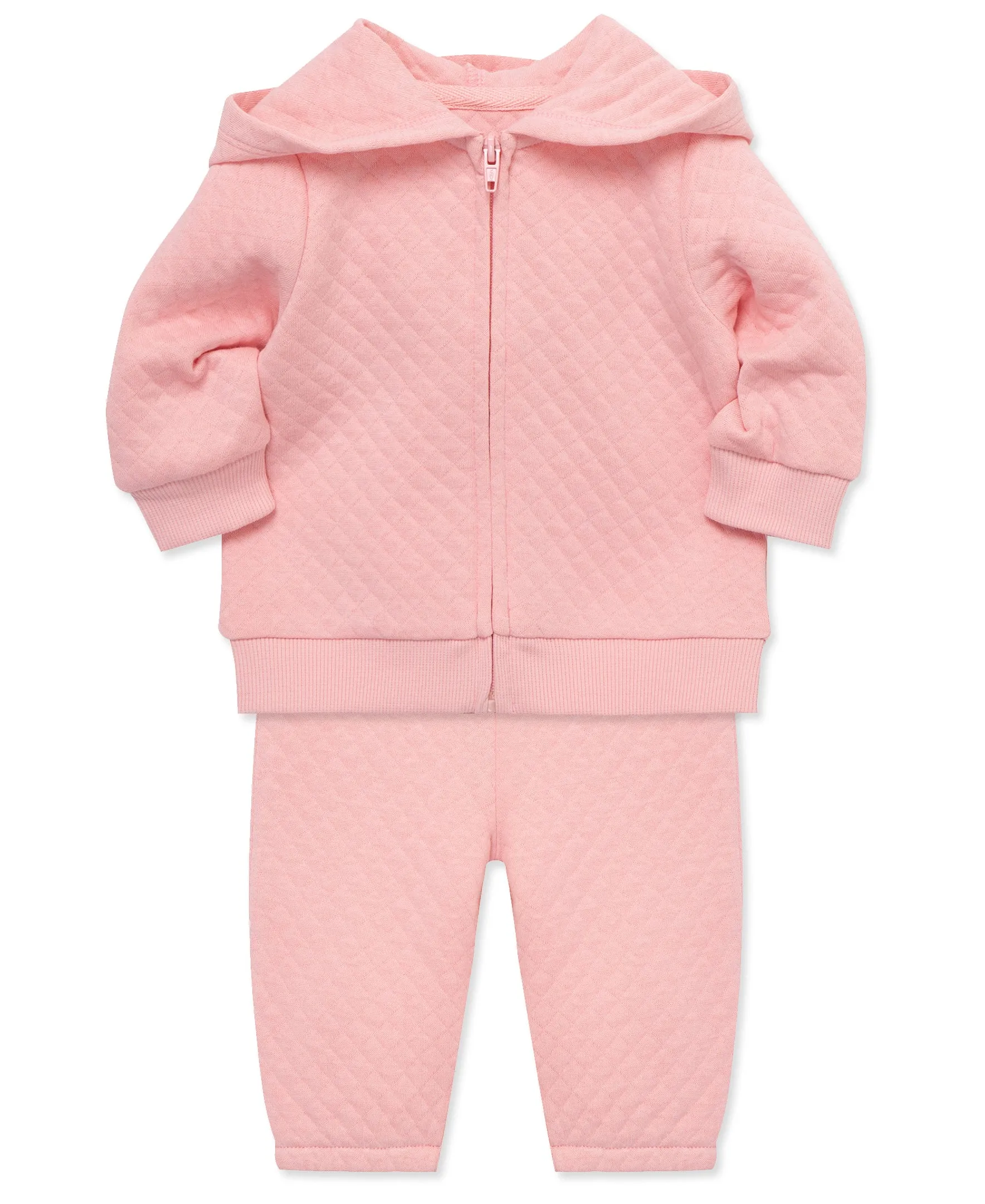 Pink Quilted Hoodie Set