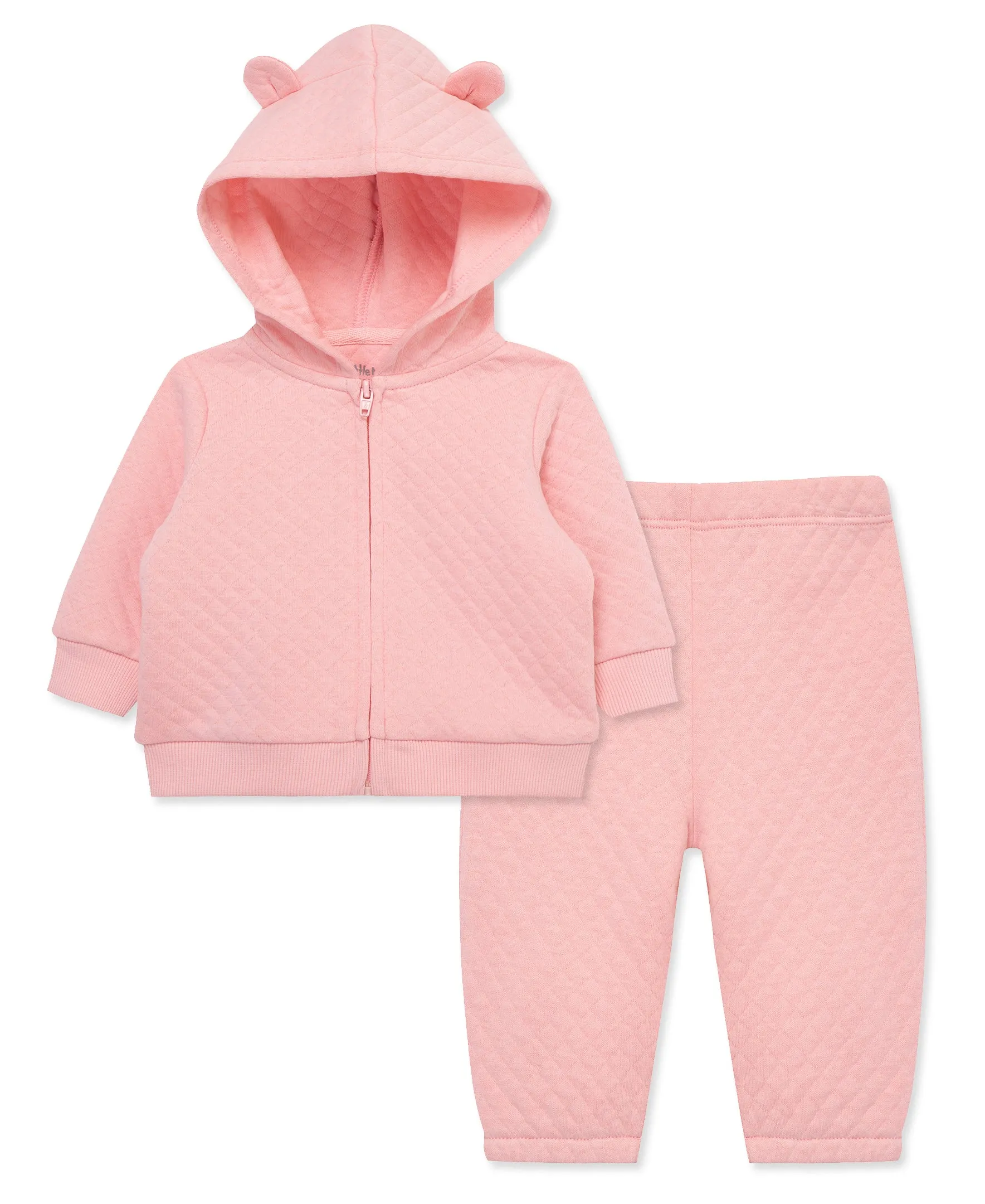 Pink Quilted Hoodie Set