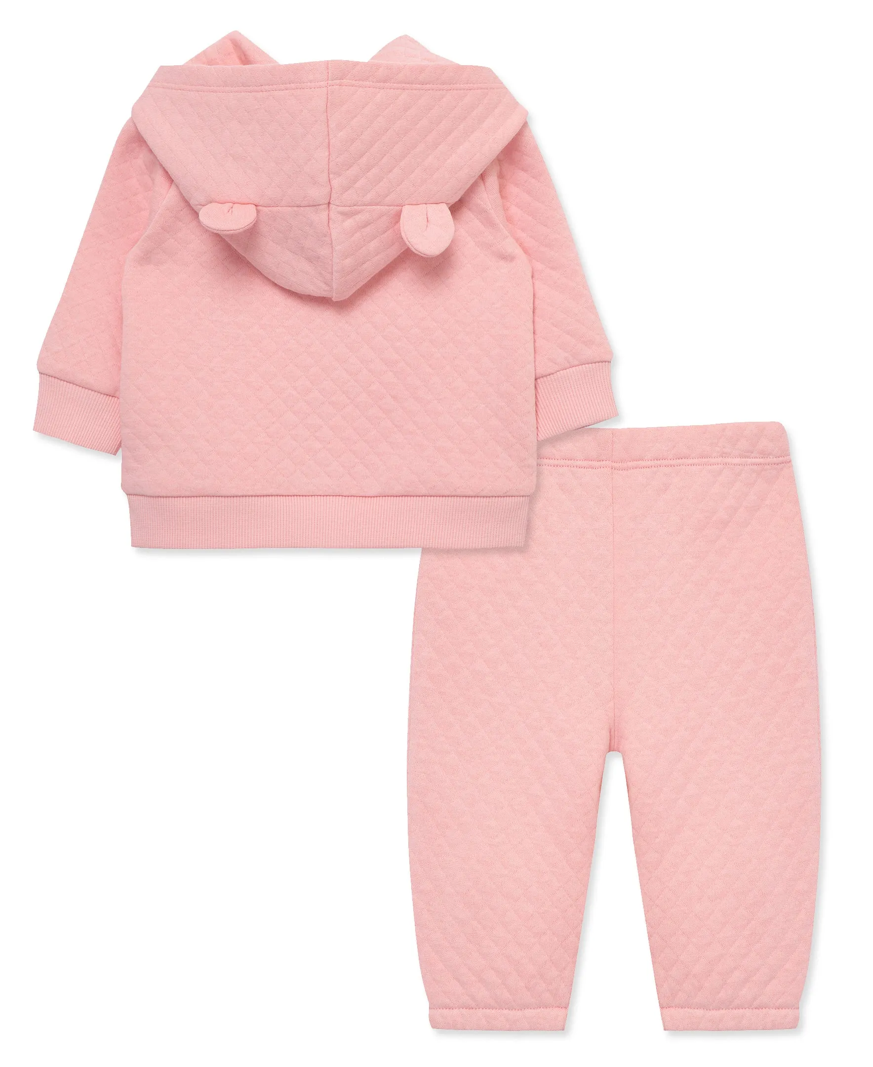 Pink Quilted Hoodie Set