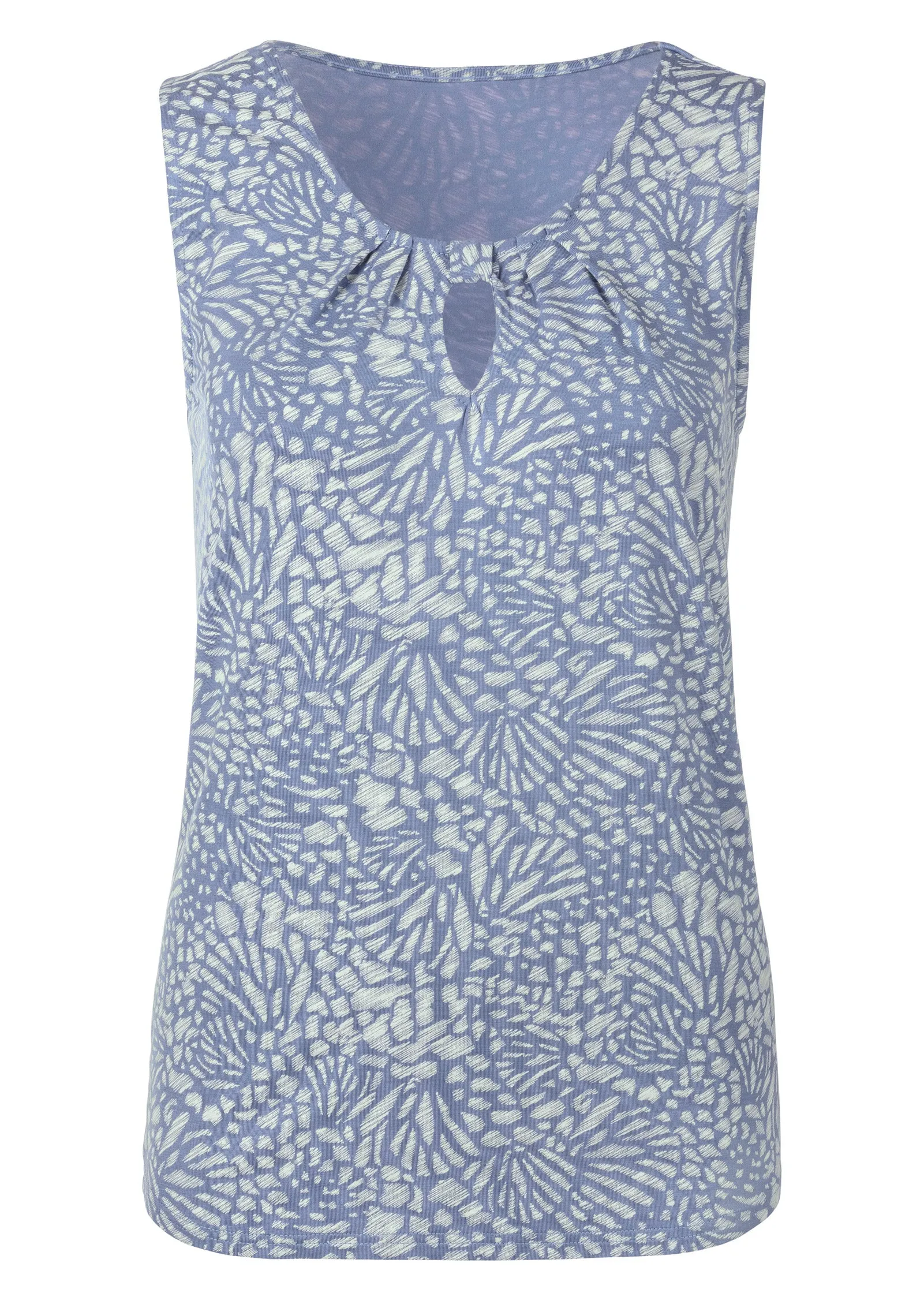 Printed Keyhole Tank - Blue & White