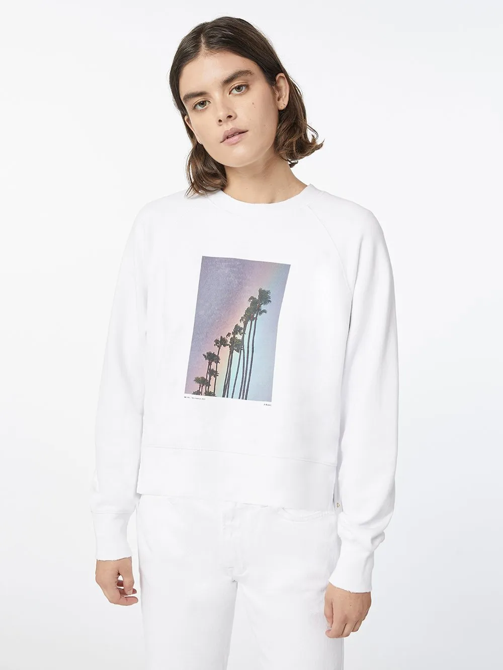 Rainbow Palm Sweatshirt -- Blanc