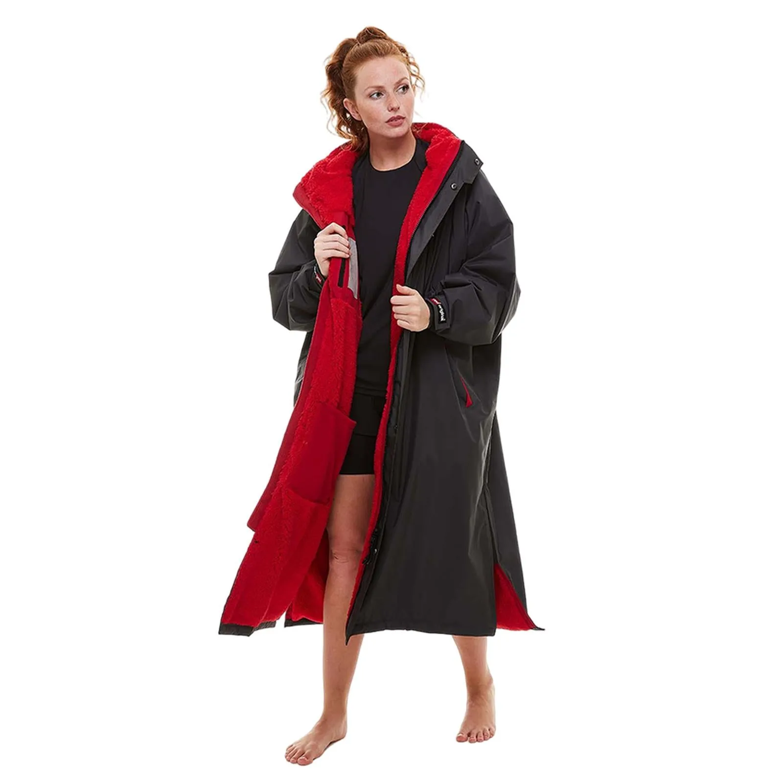 Red Adults Pro Long Sleeve Waterproof Dry Changing Robe EVO