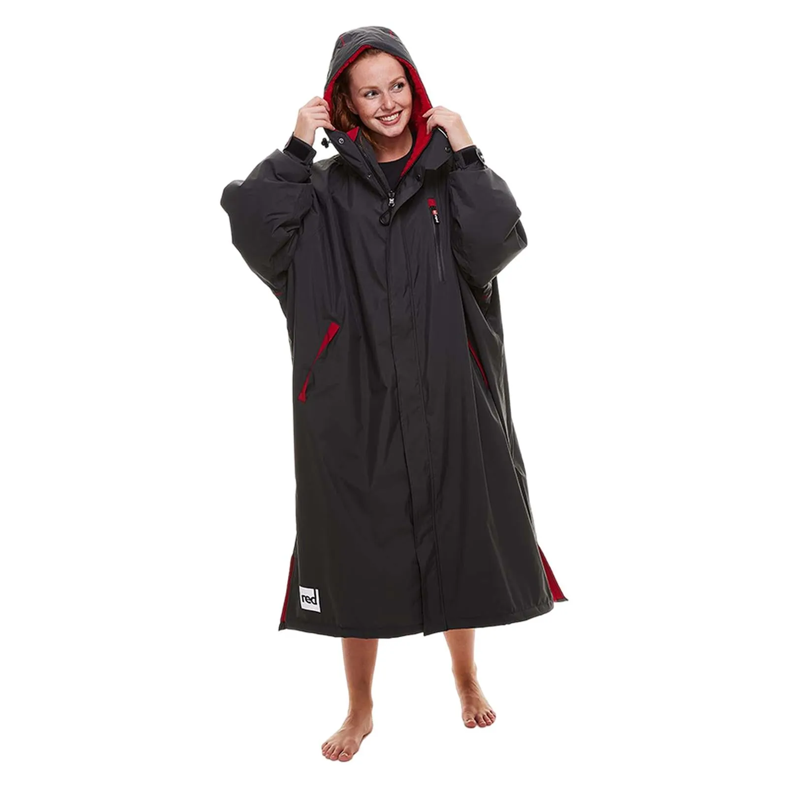 Red Adults Pro Long Sleeve Waterproof Dry Changing Robe EVO