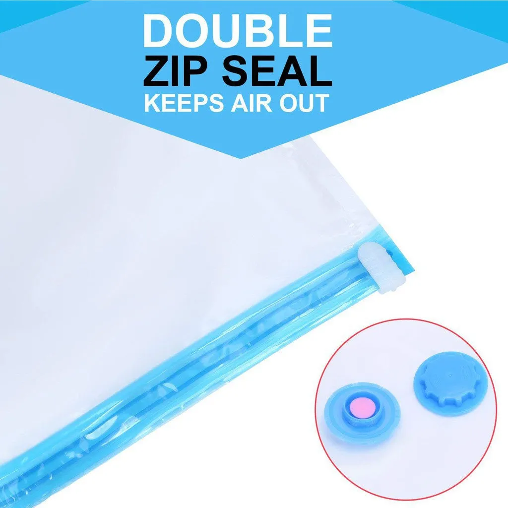 Reusable Vacuum Compression Bag For Storage Organizing Clothes (8 Bags   1 Hand Pump)